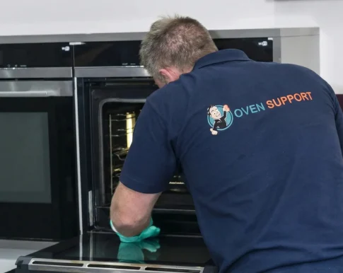 local oven cleaner deep cleaning a domestic oven in a UK home